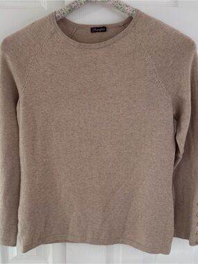 J. McLaughlin Women's Beige Cotton Blend Crewneck Sweater